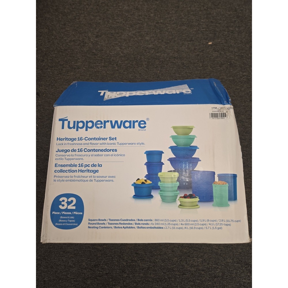 Tupperware Heritage Collection 32 Piece Food Storage Set - BLUE OPEN BOX